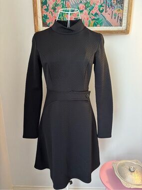 Classic Black Long-Sleeve A-Line Dress